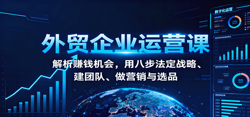 外贸企业运营课：解析赚钱机会，用八步法定战略、建团队、做营销与选品-大米网创