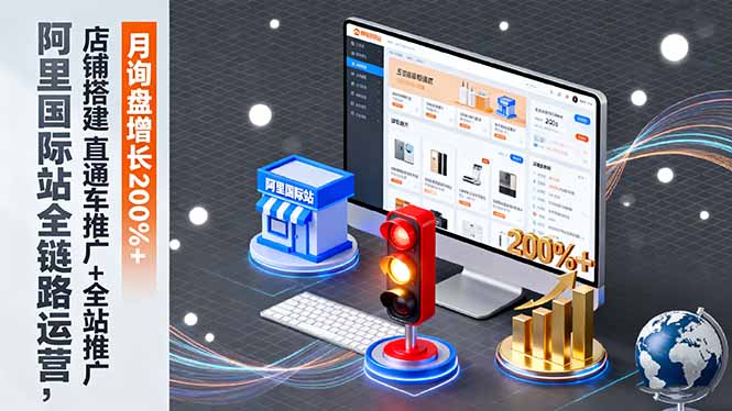 阿里国际站全链路运营，店铺搭建+直通车推广+全站推广，月询盘增长200%+-大米网创