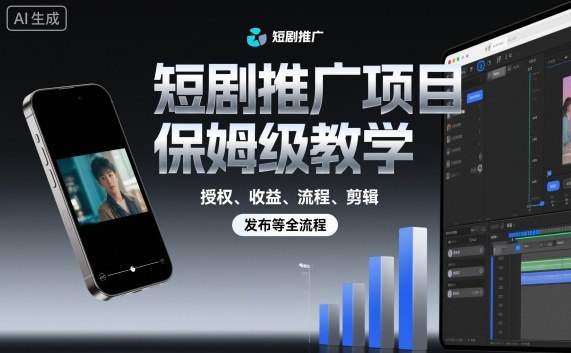短剧推广项目保姆级教学，授权、收益、流程、剪辑，发布等全流程-大米网创