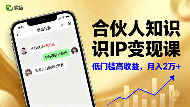 合伙人知识IP变现课,微信生态,内容创作与爆款打造,全网引流,新手月入2w+-大米网创