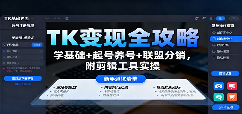 TK变现全攻略:学基础+起号养号+联盟分销,附剪辑工具实操-大米网创