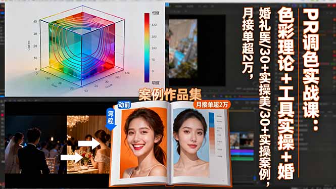PR调色实战课:色彩理论+工具实操+婚礼医美/30+实操案例,月接单超2万-大米网创