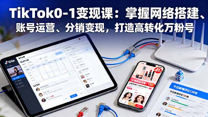 TikTok0-1变现课:掌握网络搭建、账号运营、分销变现,打造高转化万粉号-大米网创