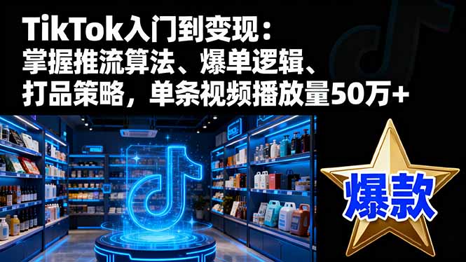 TikTok入门到变现：掌握推流算法、爆单逻辑、打品策略，单条视频播放量50w-大米网创