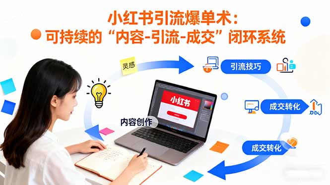 小红书引流爆单术：构建一套低成本 可持续的“内容-引流-成交”闭环系统-大米网创