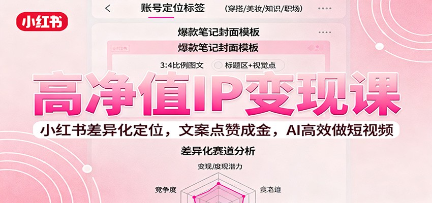 高净值IP变现课:小红书差异化定位,文案点赞成金, AI高效做短视频-大米网创