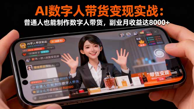 AI数字人带货变现实战：普通人也能制作数字人带货，副业月收益达8000+-大米网创