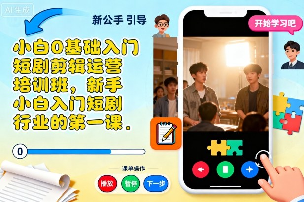 小白0基础入门短剧剪辑运营培训班,新手小白入门短剧行业的第一课-大米网创