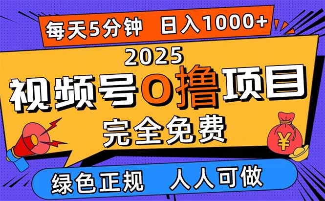 2025视频号0撸项目,5分钟一个号,日入1000+,人人可做-大米网创