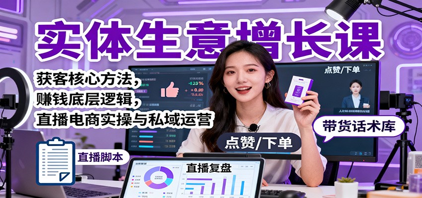 实体生意增长课:获客核心方法,赚钱底层逻辑,直播电商实操与私域运营-大米网创