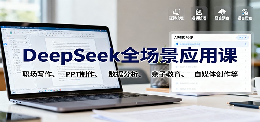 DeepSeek全场景应用课:职场写作、 PPT制作、数据分析、亲子教育、自媒体创作等-大米网创
