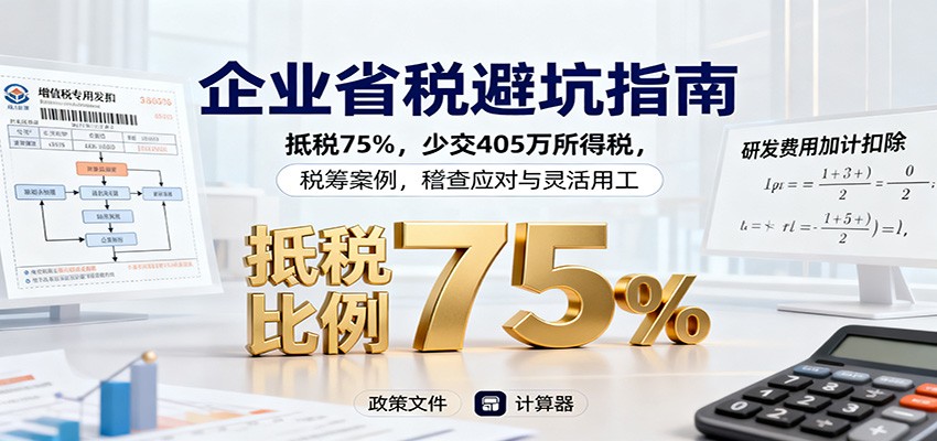企业省税避坑指南:抵税75%,少交405万所得税,税筹案例,稽查应对与灵活用工-大米网创