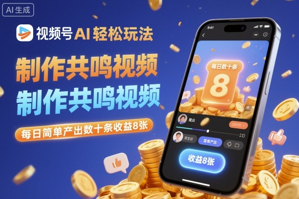 视频号AI轻松玩法,制作共鸣视频,每日简单产出数十条收益8张-大米网创