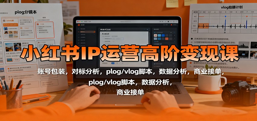 小红书IP运营高阶变现课：账号包装，对标分析，plog/vlog脚本，数据分析，商业接单-大米网创