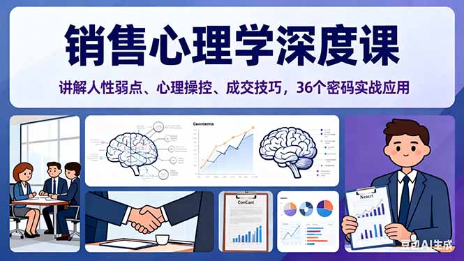 销售心理学深度课,讲解人性弱点、心理操控、成交技巧,36个密码实战应用-大米网创