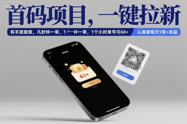首码项目,一键拉新,有手就能做,几秒钟一单,1个小时单号可60+,认真做每天5张+收益-大米网创