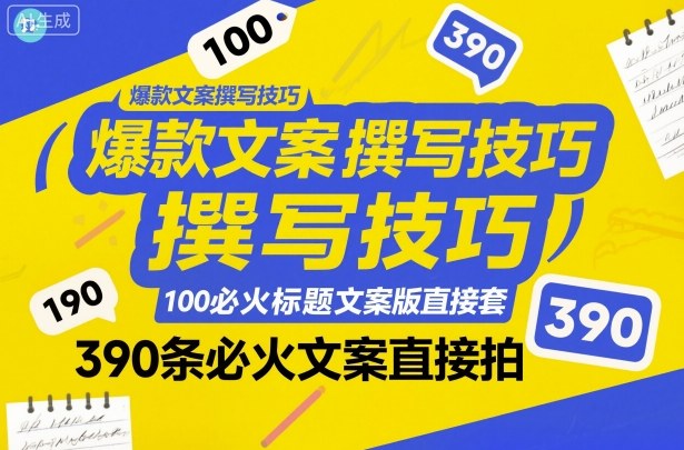 爆款文案撰写技巧，100个必火标题文案模版直接套，390条必火文案直接拍-大米网创
