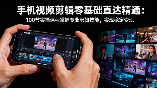 手机视频剪辑零基础直达精通：100节实操课程掌握专业剪辑技能，实现稳…-大米网创