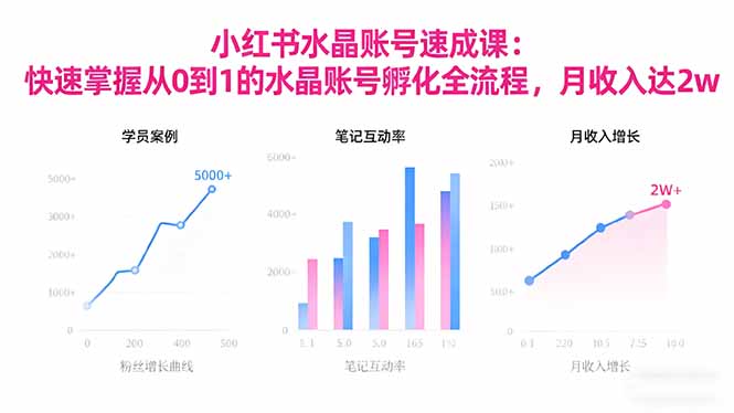 2025小红书水晶账号速成课:快速掌握从0-1水晶账号孵化全流程,月收入达2w-大米网创