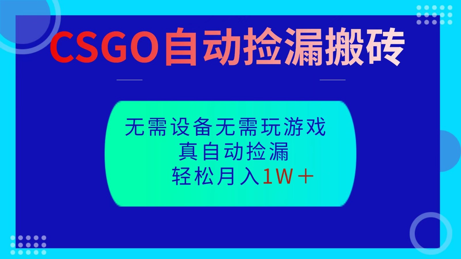 CSGO自动捡漏搬砖,当天操作当天见结果,无需了解游戏,包教包会包落地-大米网创
