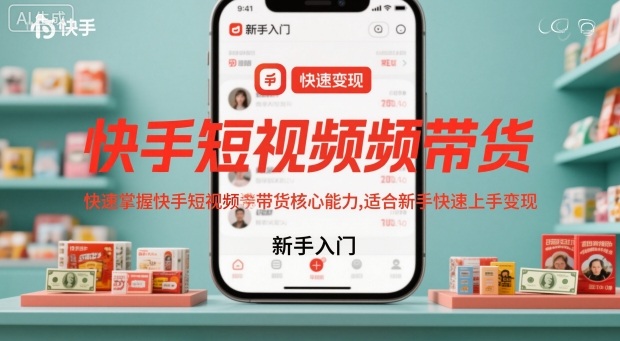 快手短视频带货,快速掌握快手短视频带货核心能力,适合新手快速上手变现-大米网创
