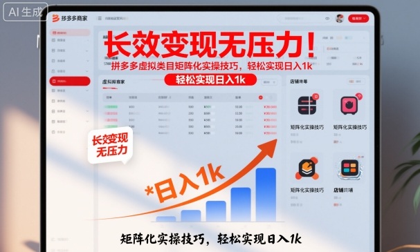长效变现无压力!拼多多虚拟类目矩阵化实操技巧,轻松实现日入1k-大米网创