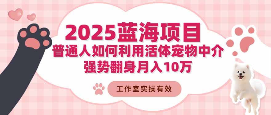 2025蓝海项目：普通人如何利用活体宠物中介，强势翻身月入10万-大米网创