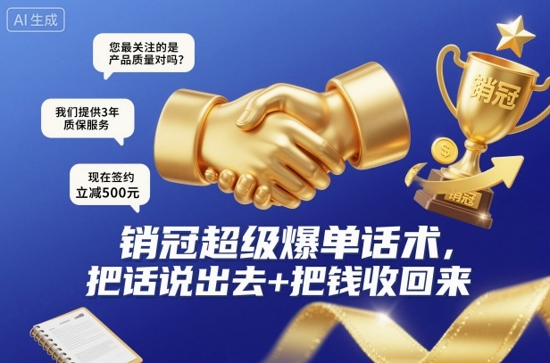销冠超级爆单话术,把话说出去+把钱收回来-大米网创