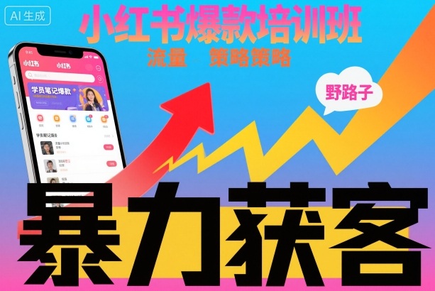 小红书爆款培训班,小红书获客野路子流量打法,暴力持续获客-大米网创