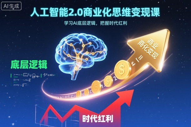 人工智能2.0商业化思维变现课,学习AI底层逻辑,把握时代红利-大米网创
