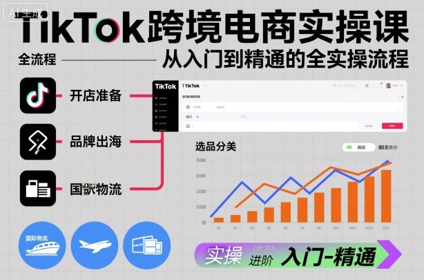 TikTok跨境电商实操课,从入门到精通的全实操流程-大米网创