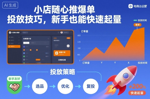 小店随心推爆单投放技巧,新手也能快速起量-大米网创