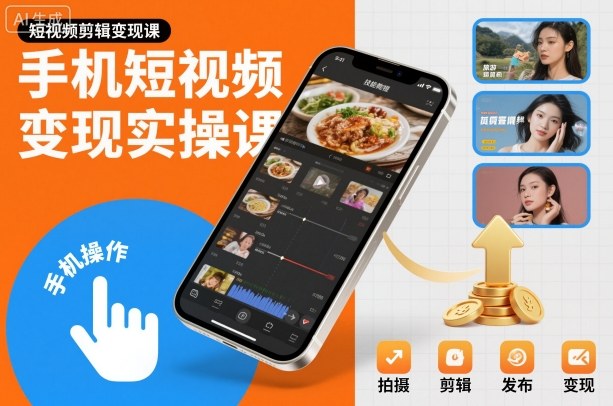 手机短视频变现实操课,短视频剪辑变现课-大米网创