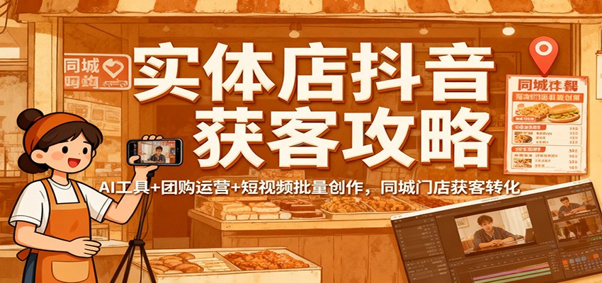 实体店抖音获客攻略：AI工具+团购运营+短视频批量创作，同城门店获客转化-大米网创