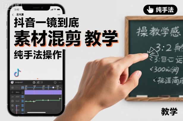 抖音一镜到底素材混剪教学，纯手法操作-大米网创