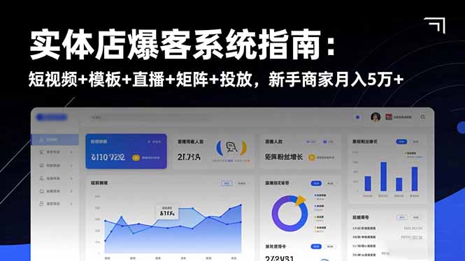 实体店爆客系统指南:短视频+模板+直播+矩阵+投放,新手商家月入5万+-大米网创