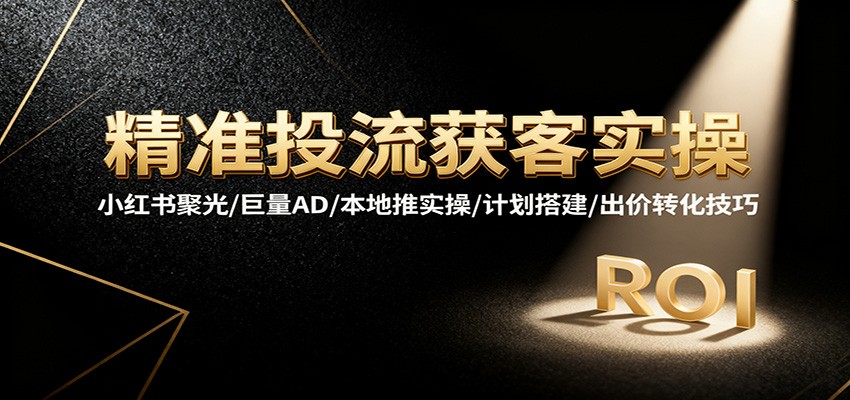 精准投流获客实操，小红书聚光/巨量AD/本地推实操/计划搭建/出价转化技巧-大米网创