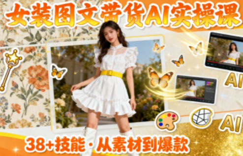 女装图文带货的AI实操课,覆盖38个实用技能,快速提升素材制作效率-大米网创