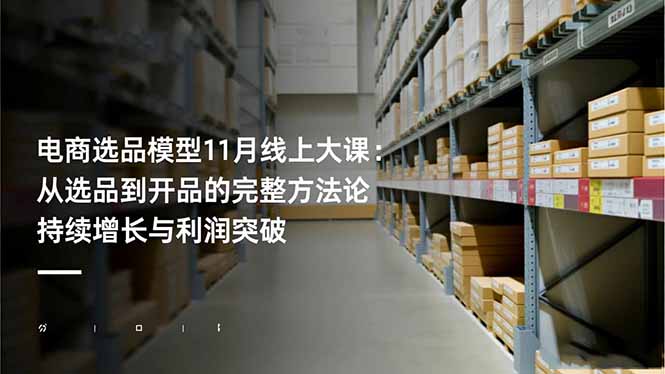 电商选品模型11月线上大课：从选品到开品的完整方法论 持续增长与利润突破-大米网创