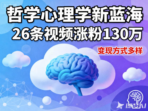 短视频新蓝海,哲学心理学赛道,26条视频涨粉130W,变现方式多样-大米网创