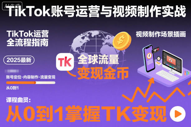 2025最新TikTok账号运营与视频制作实战全流程，从0到1掌握TK变现（含11月最新TK搬运技术）-大米网创
