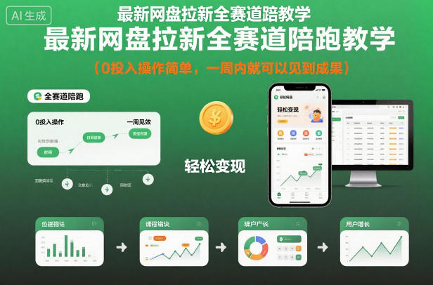 最新网盘拉新全赛道陪跑教学,0投入操作简单,一周内就可以见到成果-大米网创