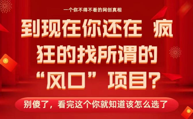 马上26年了，你还在找所谓的风口项目？别傻了，看完这个你全都懂了！-大米网创