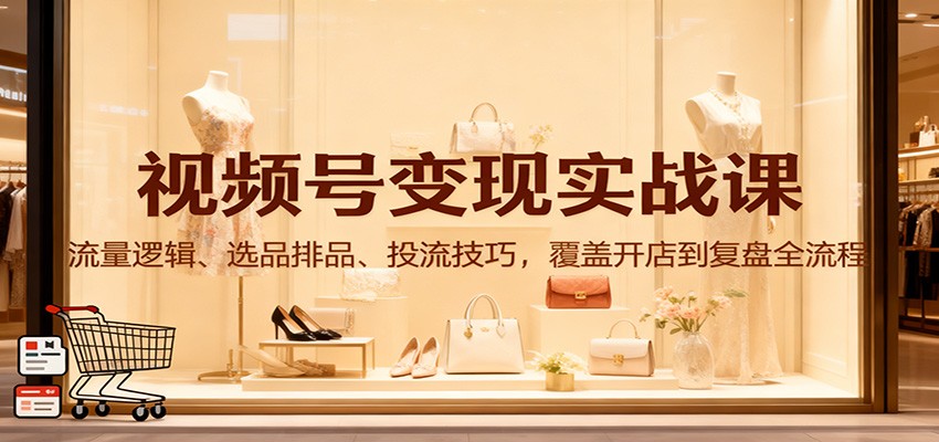视频号变现实战课：流量逻辑、选品排品、投流技巧，覆盖开店到复盘全流程-大米网创