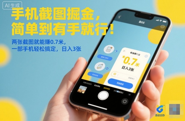手机截图掘金，简单到有手就行！两张截图就能賺0.7米，一部手机轻松搞定，日入3张-大米网创