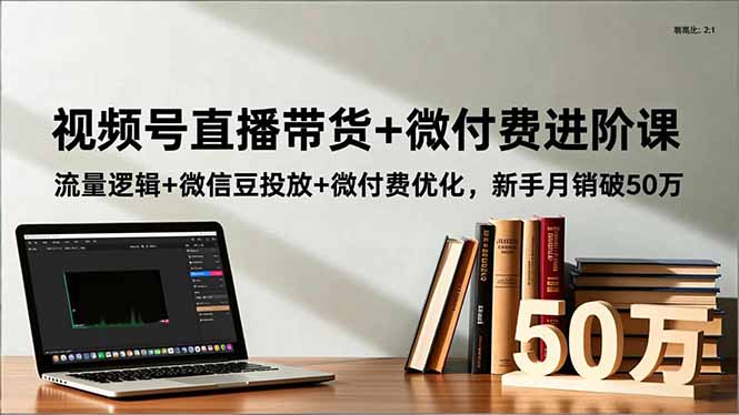 视频号直播带货+微付费进阶课：流量逻辑+微信豆投放+微付费优化，新手月销破50万-大米网创
