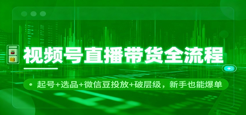 视频号直播带货全流程：起号+选品+微信豆投放+破层级，新手也能爆单-大米网创