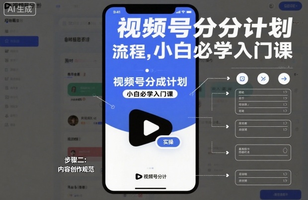 视频号分成计划实操流程，小白必学入门课-大米网创
