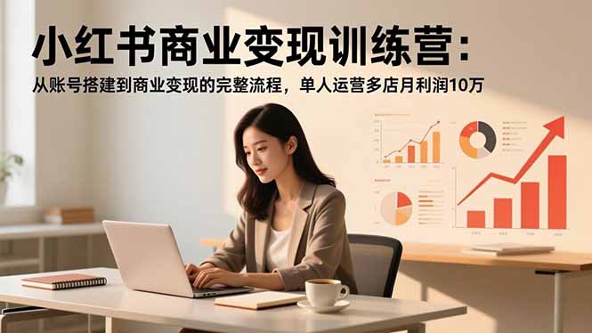 小红书商业变现训练营：从账号搭建到商业变现的完整流程，单人运营多店月利润10万-大米网创