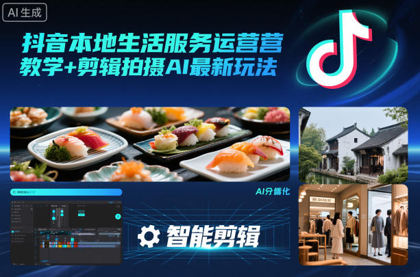 抖音本地生活服务运营教学+剪辑拍摄AI最新玩法-大米网创